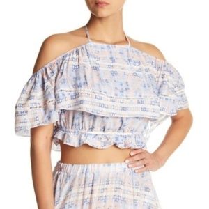 Surf Gypsy ornate pattern cold shoulder top
